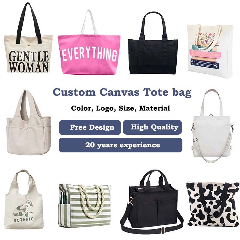 Letter-Printed Canvas Shoulder Bag for Women